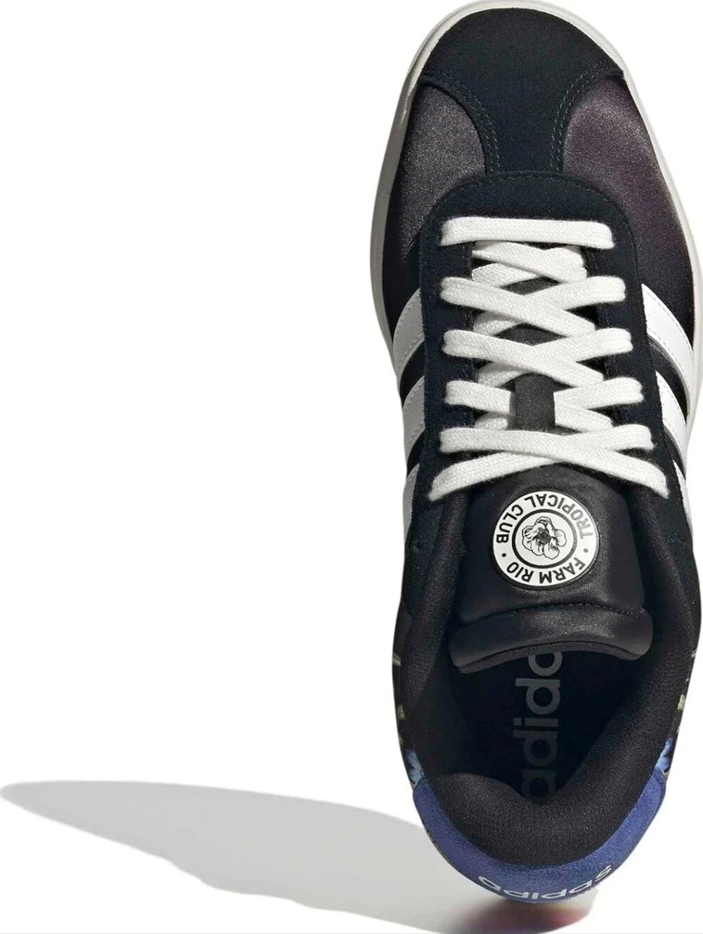 Adidas VL Court Bold Black Floral Platform Lace-Up Sneaker with White Stripes